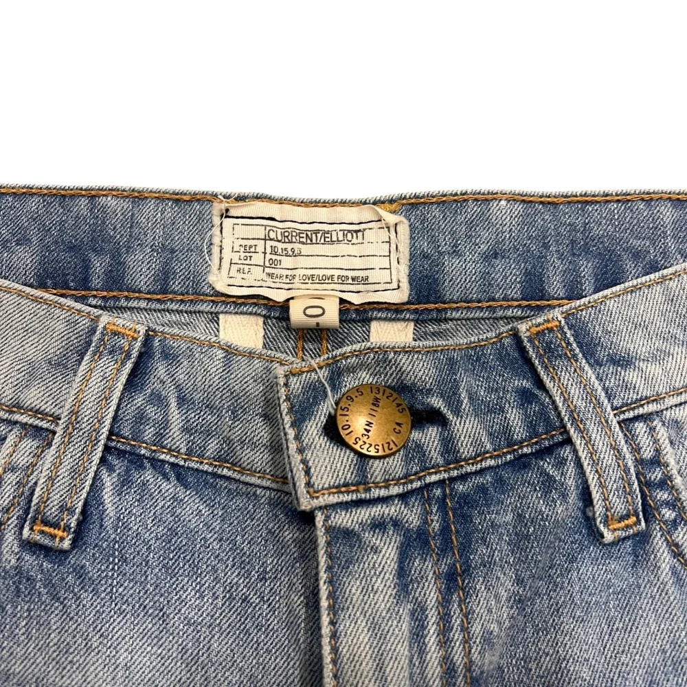 Current/Elliott The Slouchy Cut Off Denim Shorts Light Wash Blue Size 27 Sealine